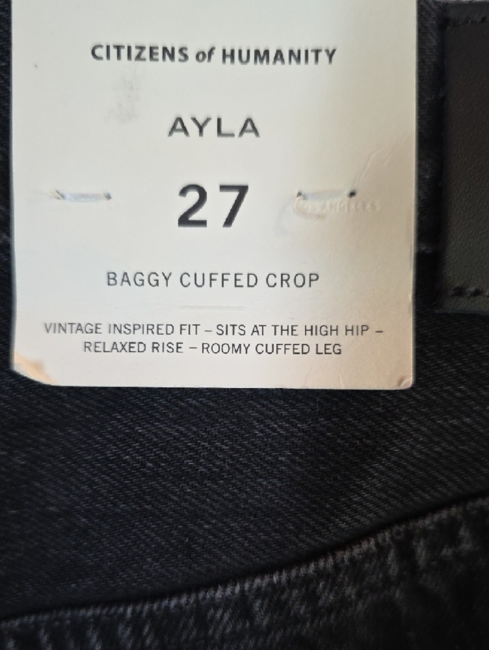NEW $268 CITIZENS OF HUMANITY AYLA BAGGY CUFF CROP JEANS IN VOILA SIZE W27 - Picture 10 of 16